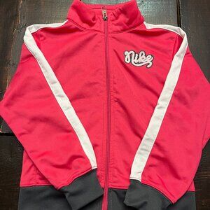 💖 Nike Girls Pink & White Zip-Up Hoodie – Size 6 💖